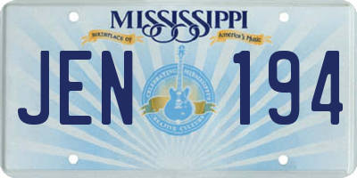 MS license plate JEN194