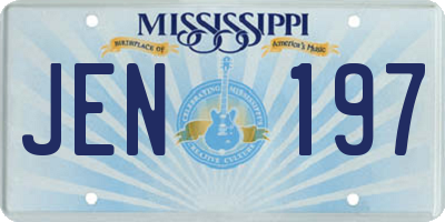MS license plate JEN197