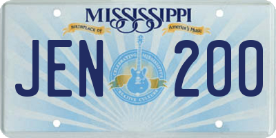 MS license plate JEN200