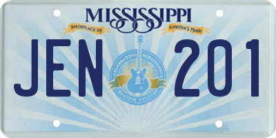 MS license plate JEN201
