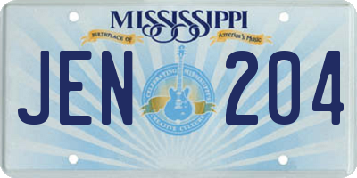MS license plate JEN204