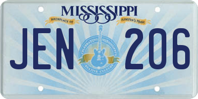 MS license plate JEN206