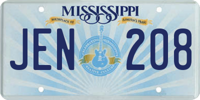 MS license plate JEN208