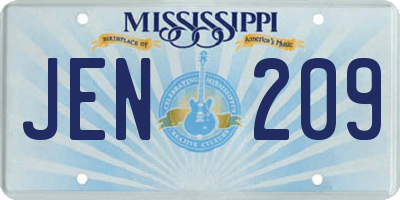 MS license plate JEN209