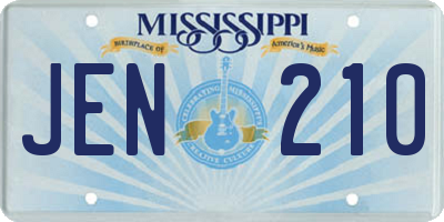 MS license plate JEN210