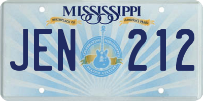 MS license plate JEN212