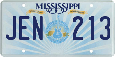 MS license plate JEN213