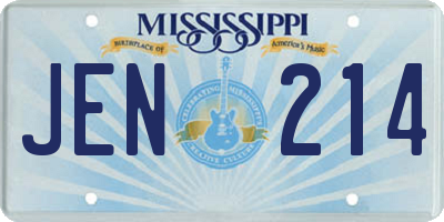 MS license plate JEN214