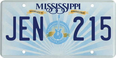 MS license plate JEN215