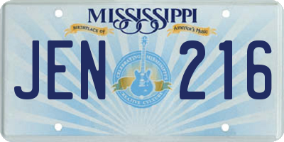 MS license plate JEN216