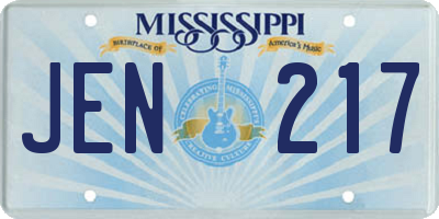 MS license plate JEN217