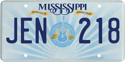 MS license plate JEN218