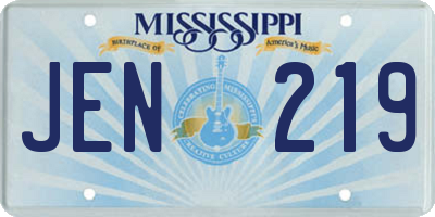 MS license plate JEN219