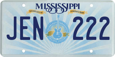 MS license plate JEN222