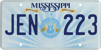 MS license plate JEN223
