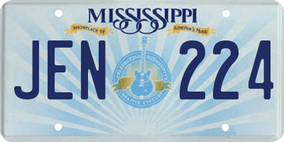MS license plate JEN224