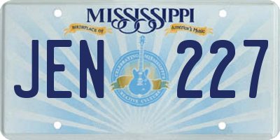 MS license plate JEN227