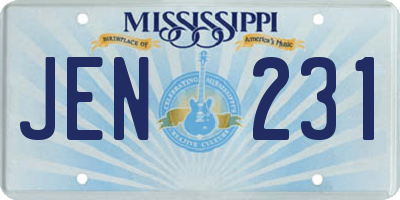 MS license plate JEN231