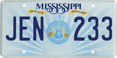 MS license plate JEN233