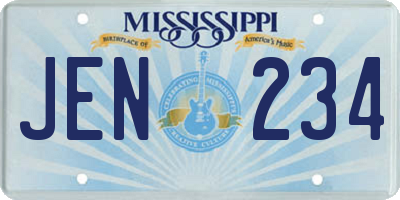 MS license plate JEN234