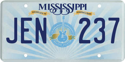 MS license plate JEN237