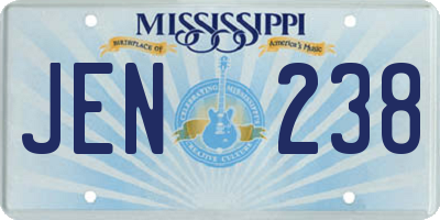 MS license plate JEN238