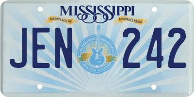MS license plate JEN242
