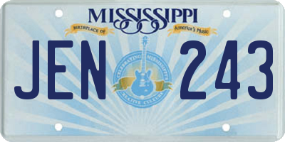 MS license plate JEN243