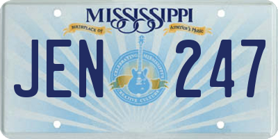 MS license plate JEN247