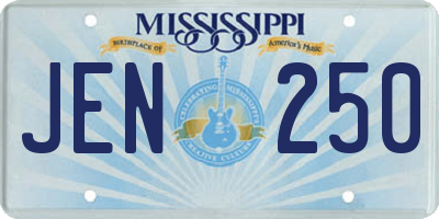 MS license plate JEN250