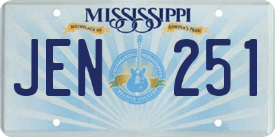 MS license plate JEN251