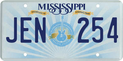 MS license plate JEN254