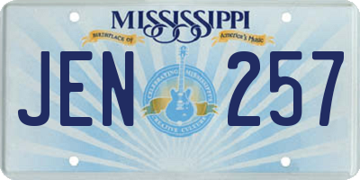 MS license plate JEN257