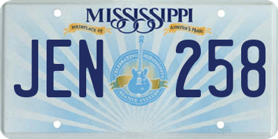 MS license plate JEN258