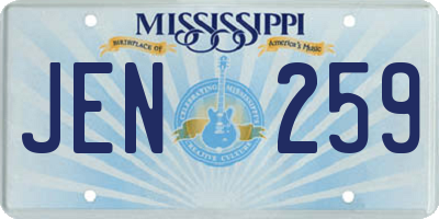 MS license plate JEN259