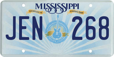 MS license plate JEN268