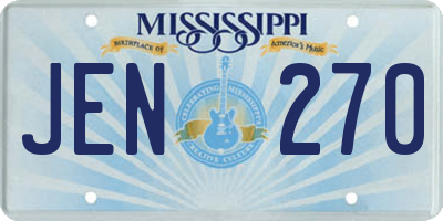MS license plate JEN270