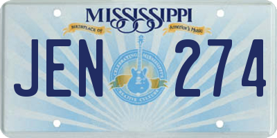 MS license plate JEN274