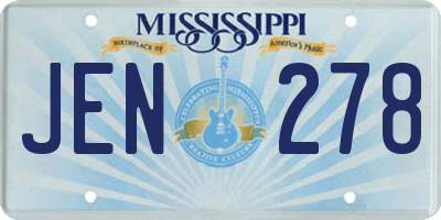 MS license plate JEN278