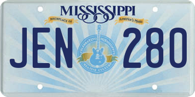 MS license plate JEN280