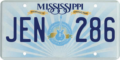 MS license plate JEN286
