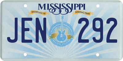 MS license plate JEN292