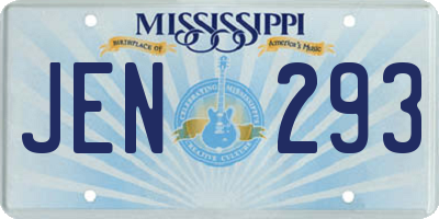 MS license plate JEN293