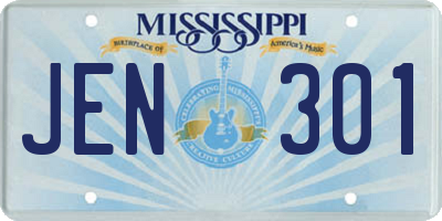 MS license plate JEN301