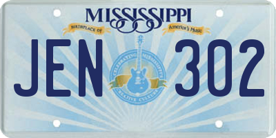 MS license plate JEN302