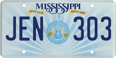 MS license plate JEN303