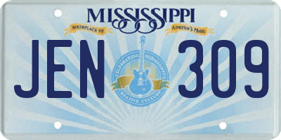 MS license plate JEN309