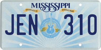 MS license plate JEN310