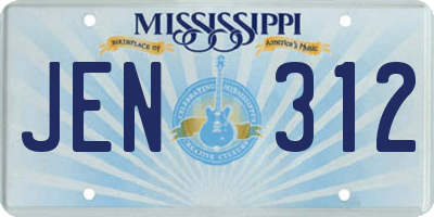 MS license plate JEN312