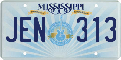 MS license plate JEN313